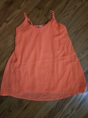 Women's Orange Spaghetti-Strap Lined Swim Coverup